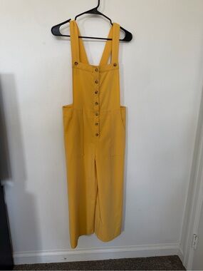 Good Luck Gem Mustard Yellow Button-Front Wide-Leg Jumpsuit
